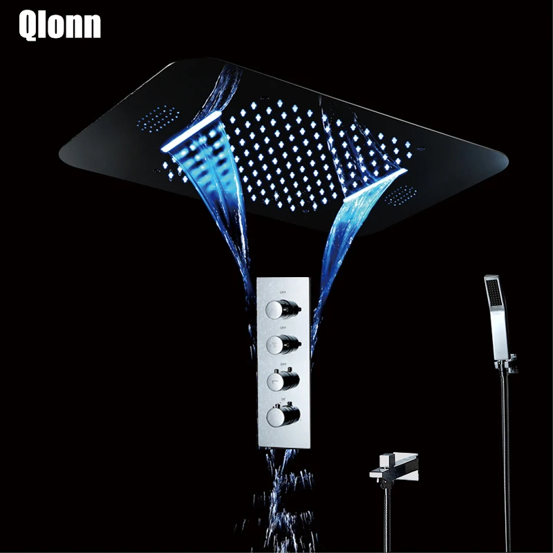 Светодиодный светильник для душа с дождевой насадкой и водопадом 580*380 мм