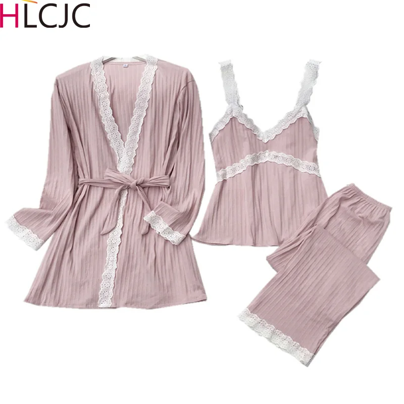 Новинка 3 шт. элегантные кружевные пижамы для женщин ночное белье пижама домашний