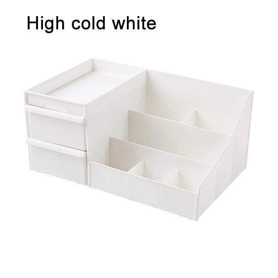 High cold white Пластиковый органайзер для косметики Настольный ящик для хранения гостиная домашний дистанционный контрольный контейнер кейс для косметики контейнер для хранения для офиса ящики - Цвет: High cold white