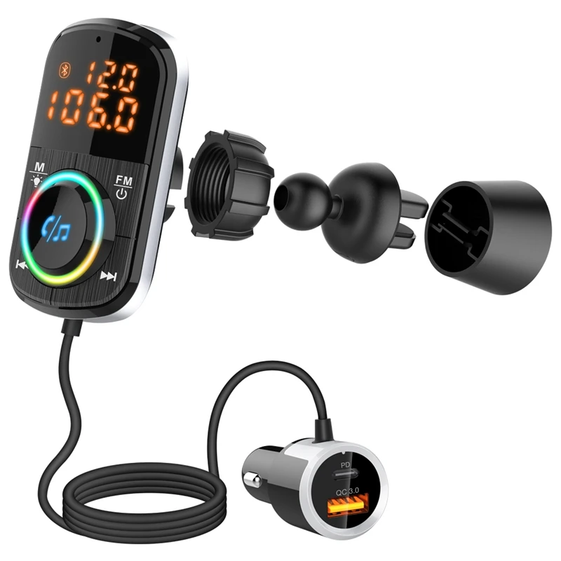 

Car FM Transmitter Bluetooth 5.0 MP3 Player Auto Radio Adapter PD3.0 USB Car Charger Handsfree Car Kit