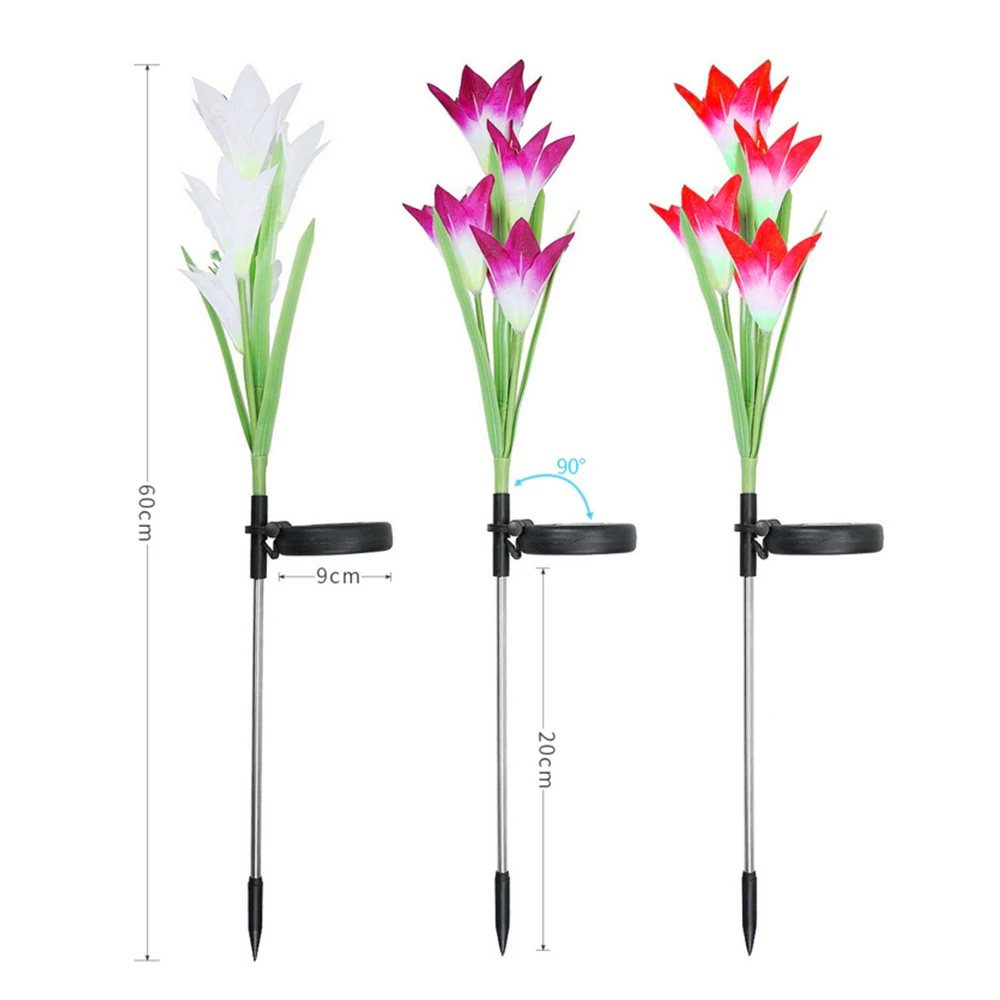 Светодиодный солнечный уличный садовый светильник лилия 7 цветов светодиодный