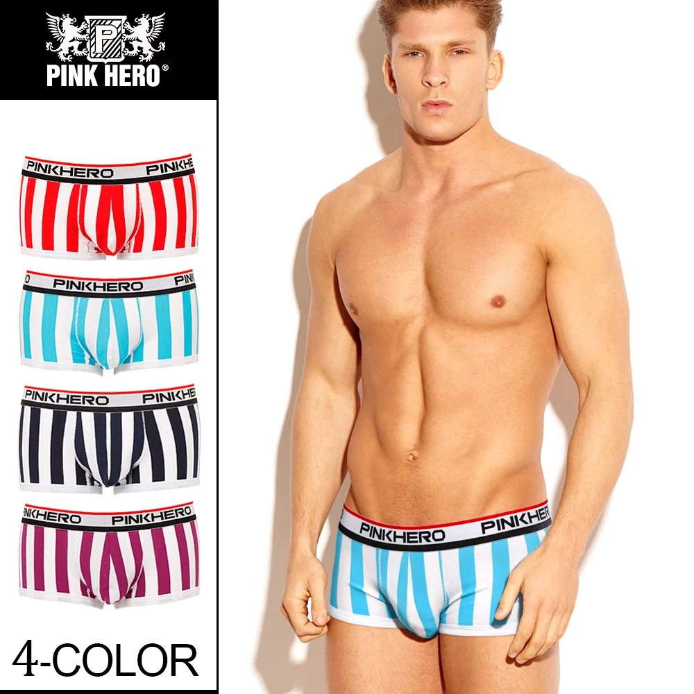 

PINKHERO 1212 Fashion Striped Mens Underwear ，Including High QualitycCotton Boxer Briefs And Male Underpants