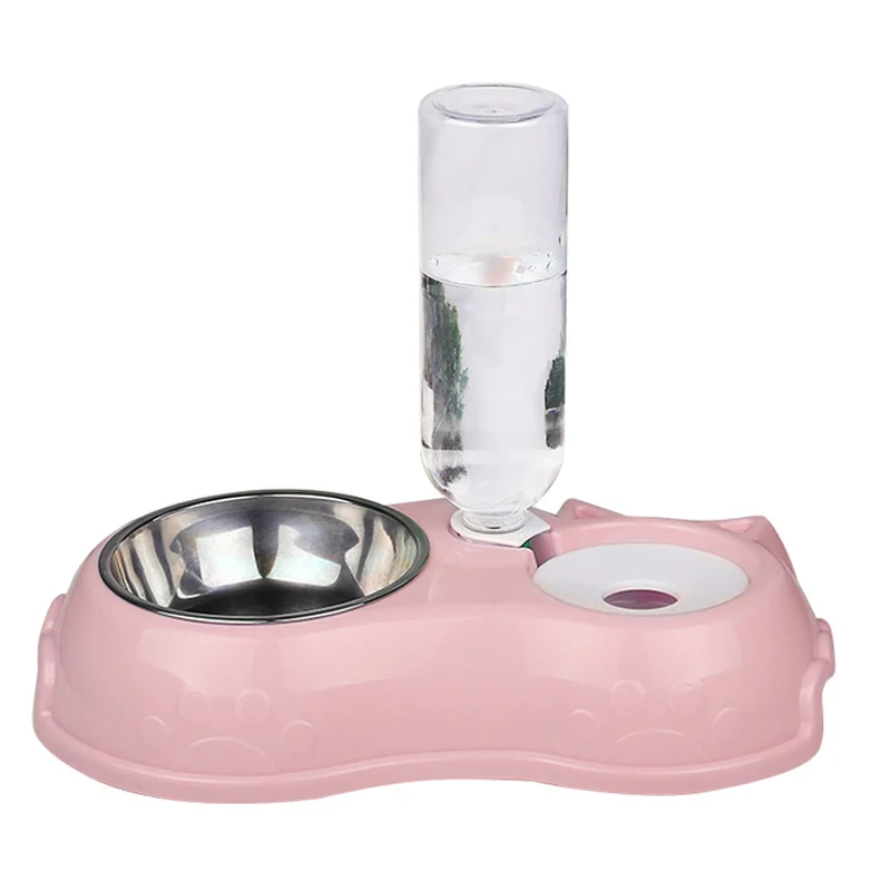 

Cat Food Holder Teddy Dog Double Bowl Drinking cat Dog Bowl for cat dog Basin Cats Dogs Drink Fountain Pet Supplies