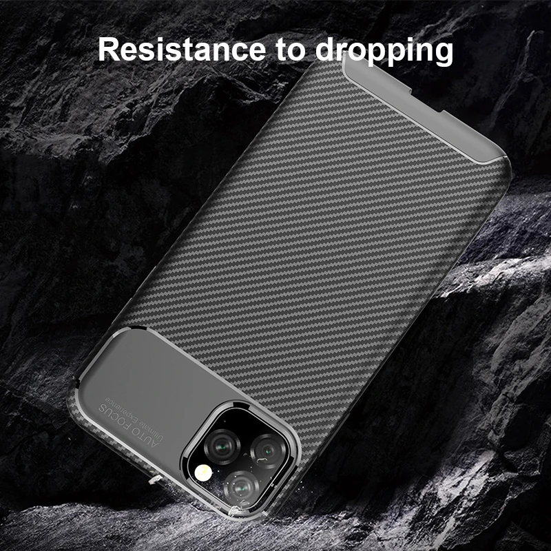 Роскошный чехол для iPhone 11 силиконовый телефона Pro Max 2019 углеродное волокно