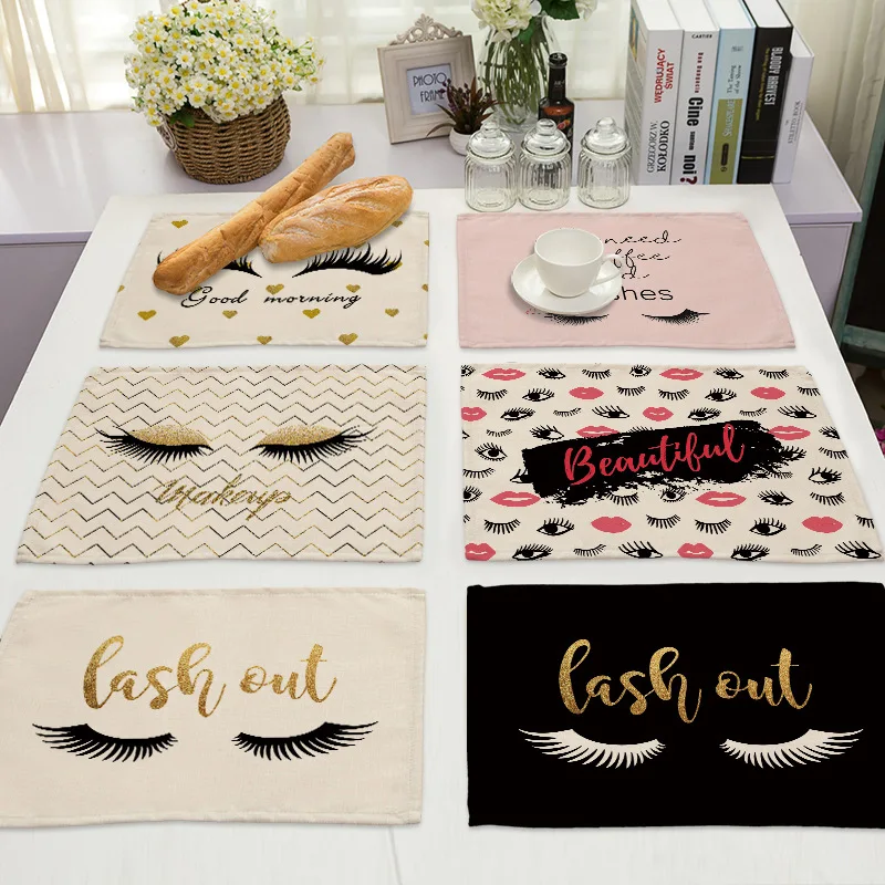Нескользящая изоляционная Подставка под столовые коврики с принтом ресниц