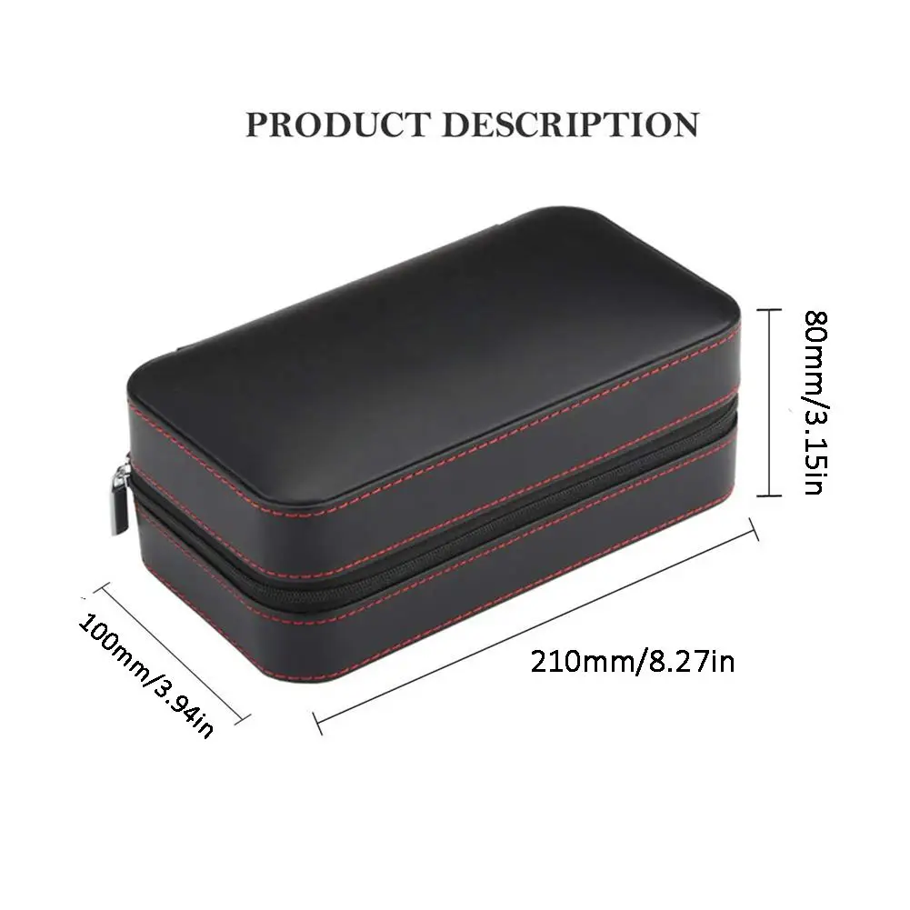 

Cigar Humidor Case Cedar Wood Portable Cigar Travel Leather Humidor Box Removable Cedar Tray Travel Humidor Humidifier 6-Count