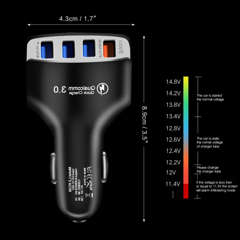 4 разъема USB быстрое зарядное устройство 3 0 автомобильный адаптер для телефона