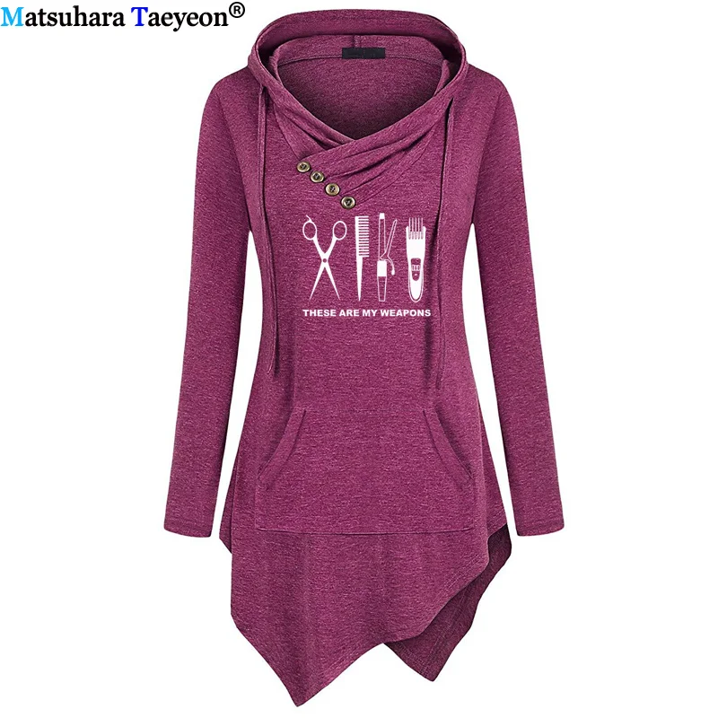

Barber Hoodie Long Sleeve Women T Shirt Cotton TShirt Weapon Pullover Funny T Shirts Sweatshirts Woman Girls Scissors Clothing