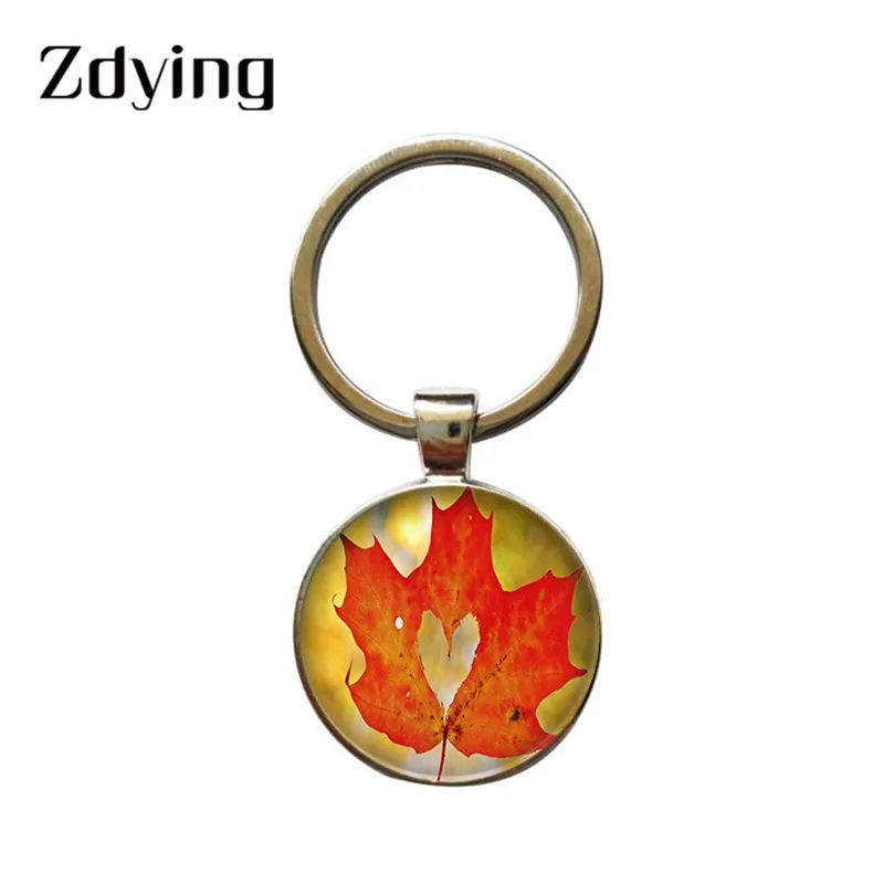 ZDYING Винтаж кленовые листья брелок стекло желтый/зеленый/красный лист узор кулон