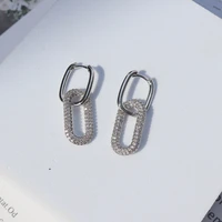 1 pair fashion gold geometric oval rectangle hoop earrings top quality mirco cz crystal earings for women luxury brand jewellery