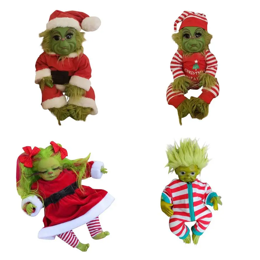 

2022 Reborn Baby Grinch Toy Realistic Cartoon Doll Christmas Simualtion Doll Kids Halloween Gifts Stuffed Plush Animals Kid Toys