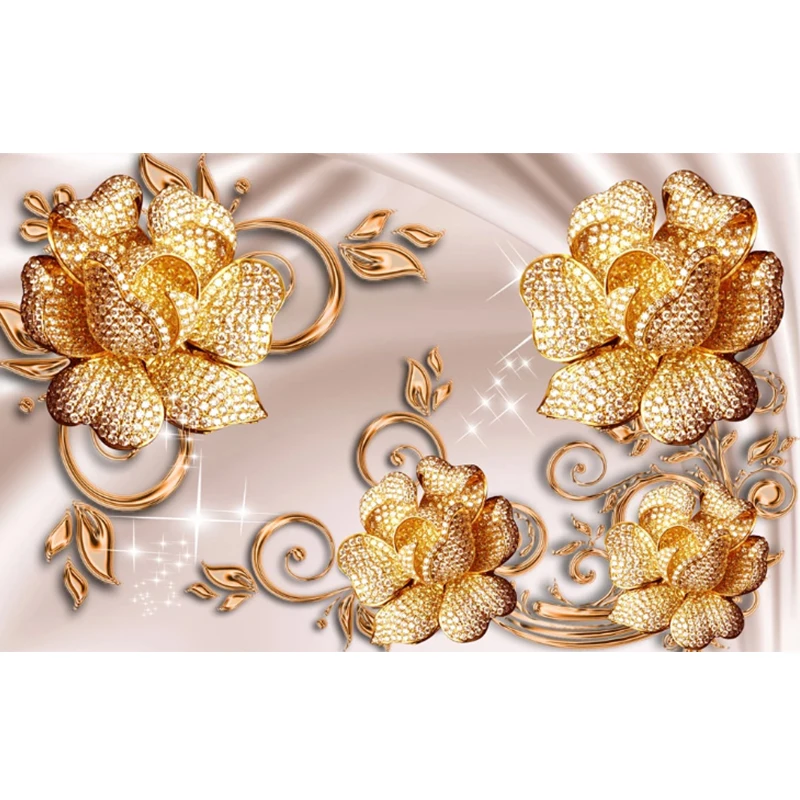 

Custom Wallpaper Wall Mural European Luxury Jewelry Rose Wallpapers Designs For Bedroom
