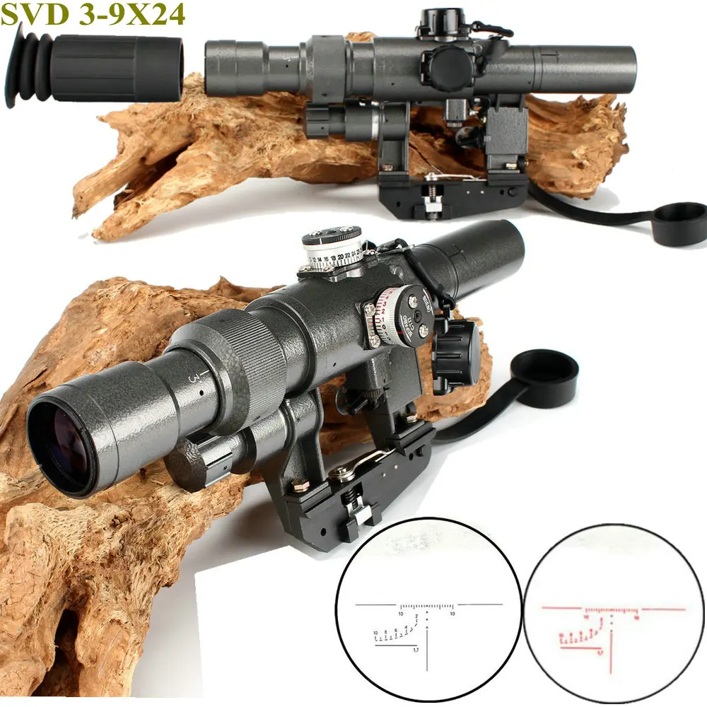 Тактический прицел для снайперской винтовки Dragunov 3 9x24 SVD с красным