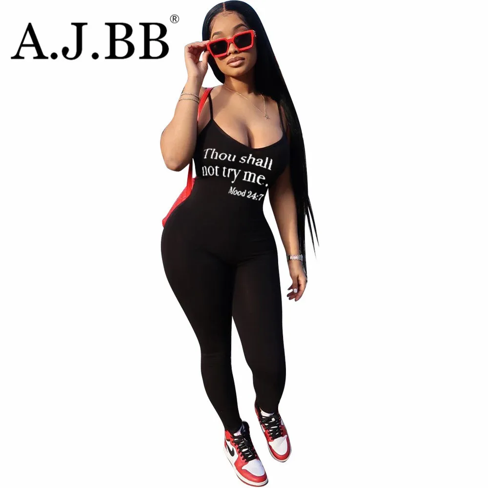 

European new fashion letter print slim fit sports Jumpsuit casual U-neck sleeveless women's Vest pants