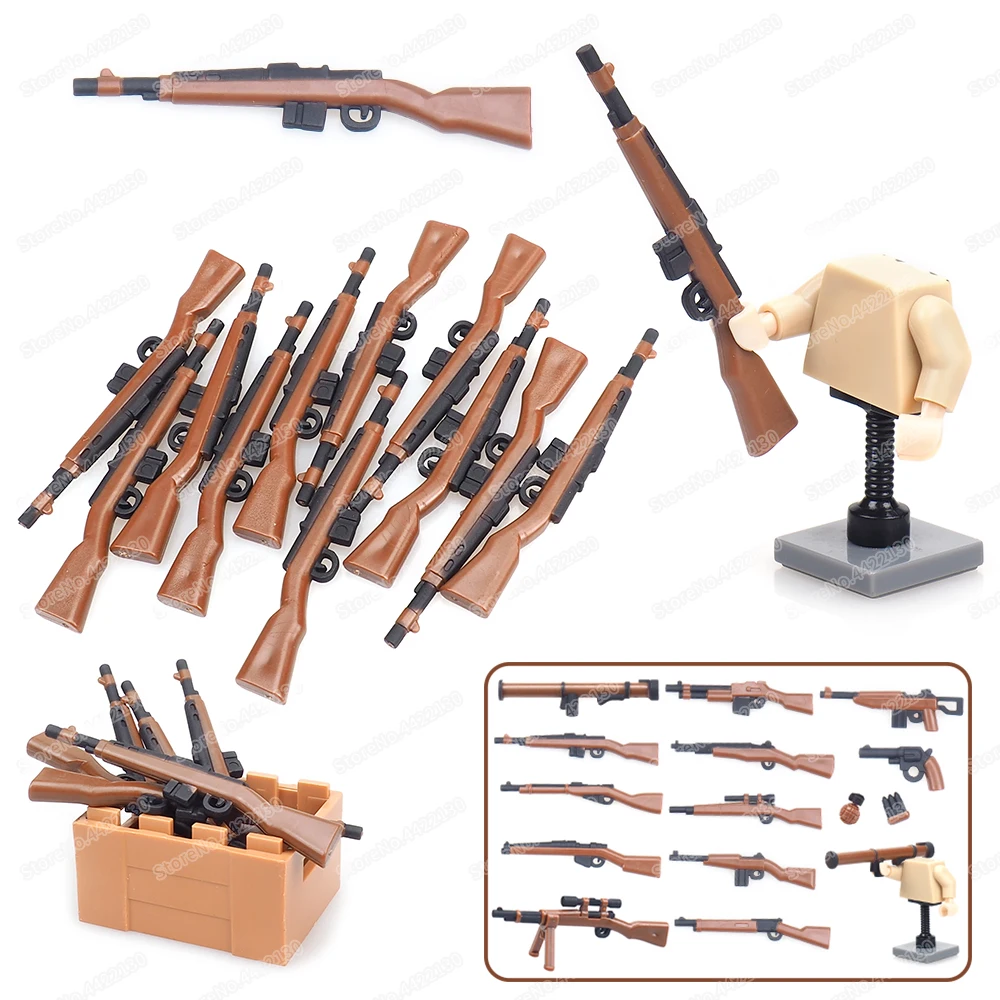 

Military G43 Semi Auto Rifle Manual Spraying Guns Weapons Building Block WW2 Figures Soldier Equipment Model Child Gift Boy Toys
