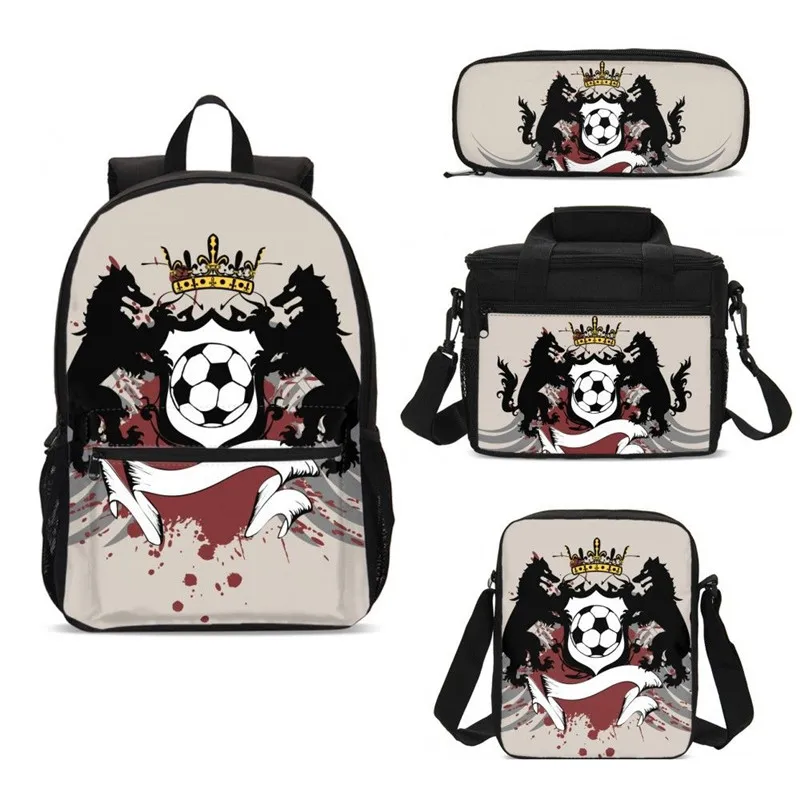 4 шт./компл. портфель школьные ранцы для мальчиков крутые Футбол 3D Печать Рюкзаки