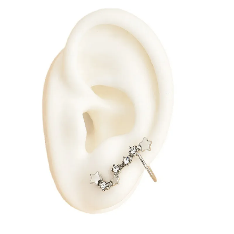 

Elegant Earring for Women Full Diamond Star Moon Clip Earrings Jewelry 2021