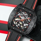 AILANG часы Мужские автоматические квадратные механические часы мужские часы полые модные бизнес силиконовый ремешок часы Новинка 2022