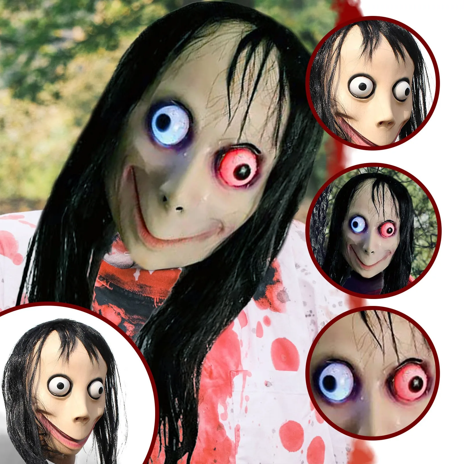 

28x20cm Terrorist Bird Mask Halloween Christmas Horror Mask Terrible Change Game Long-haired Evil Mask Costume Party