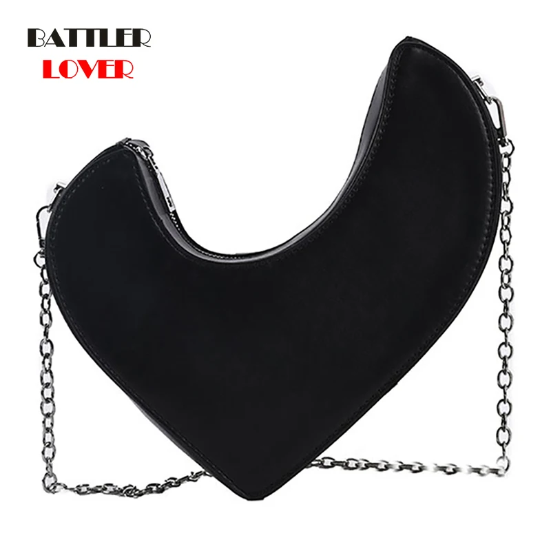 

Fashion All-match Love Heart Shape Crossbody Bags For Women 2021 Chain Armpit Bag Female High Quality Leather Underarm Handbags