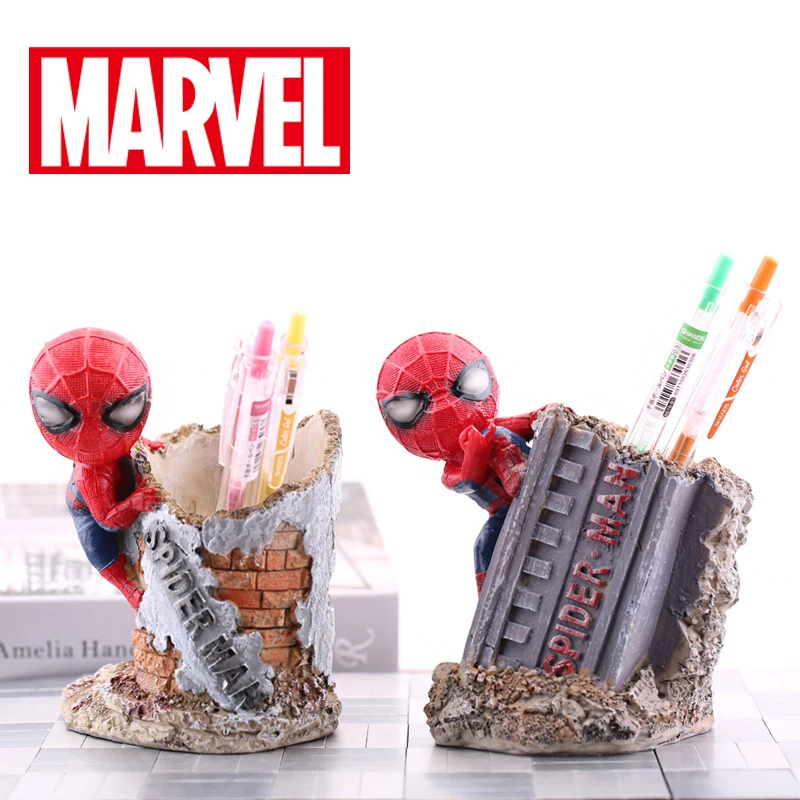 

Disney Marvel Spider Man Anime Pen Holder Super Heroes Avengers Spiderman Cartoon Figure Brush Pot Pen Case Toys Kids Xmas Gift