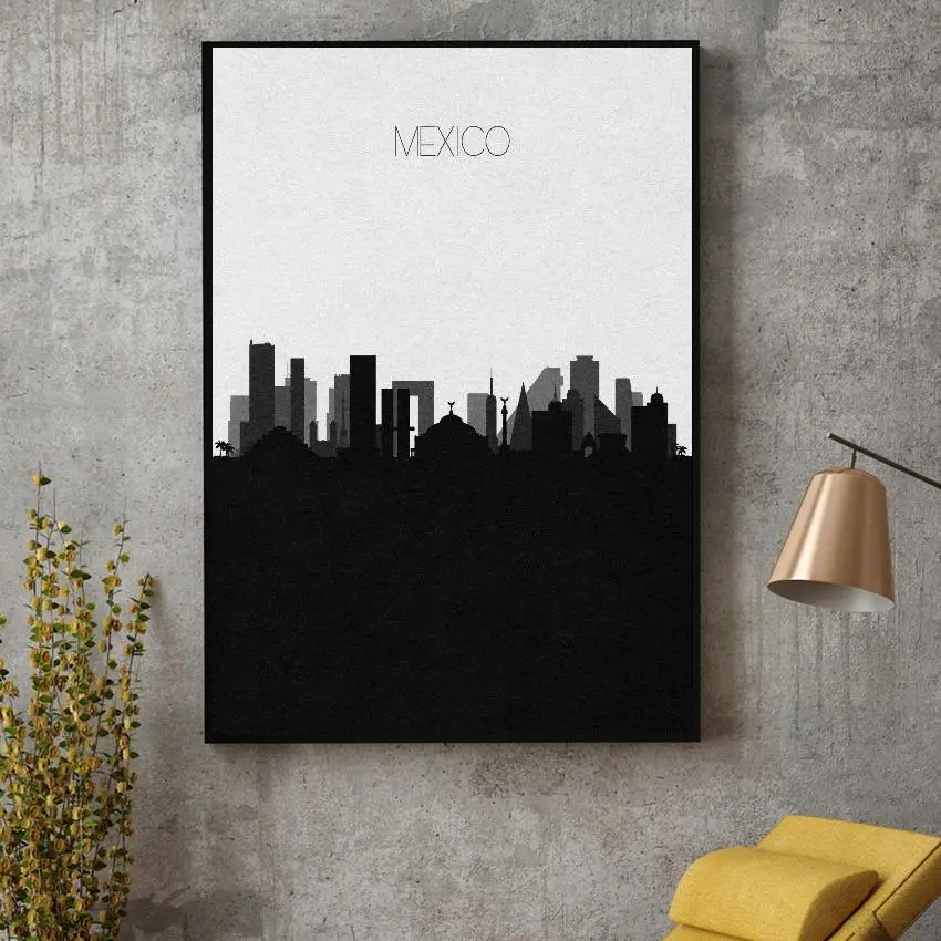 Mexico Skyline Canvas Wall Art Print Modern Poster Pictures Living Room Decor | Дом и сад