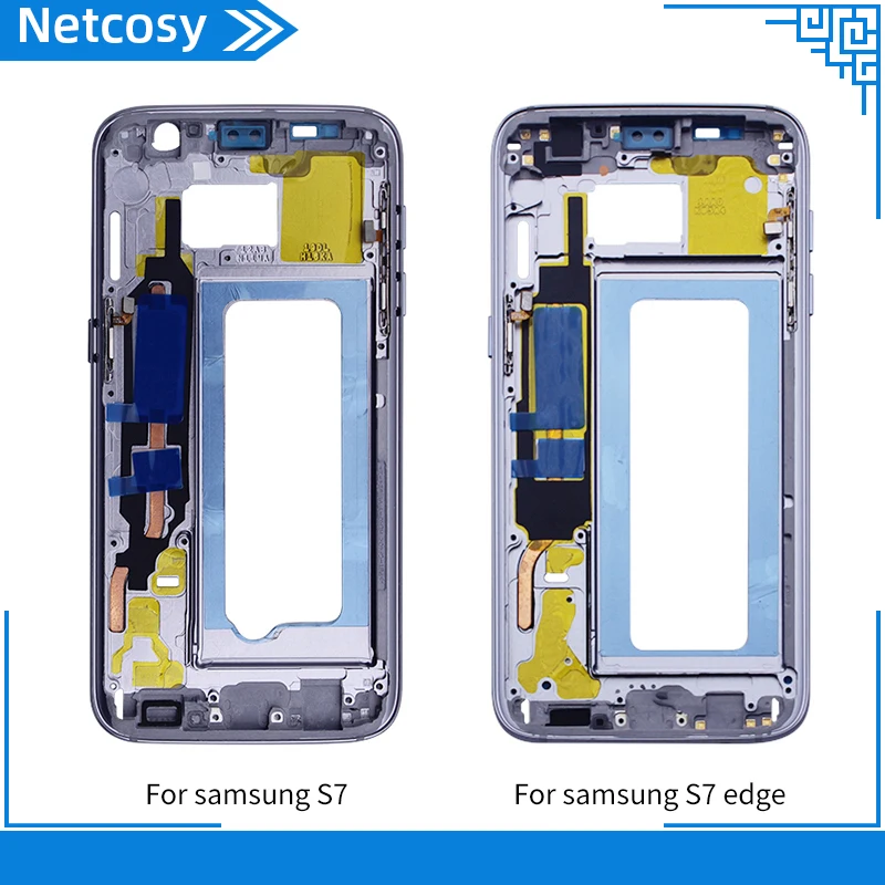 Netcosy For Samsung S7 edge Housing Middle Frame Bezel Plate Cover replacement part s7 G930 Edge G935 | Мобильные телефоны и