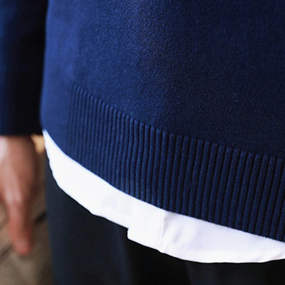 Весенний мужской однотонный тонкий пуловер с V-образным вырезом и длинным