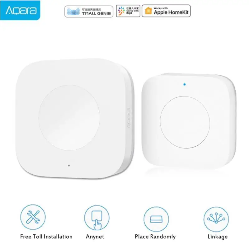 Aqara Smart Беспроводной клавиша переключения мульти-функциональный интеллигентая(ый) Пульт дистанционного управления Управление ZigBee интеллектуальных домашних Wi-Fi переключатель работы с концентратор шлюз