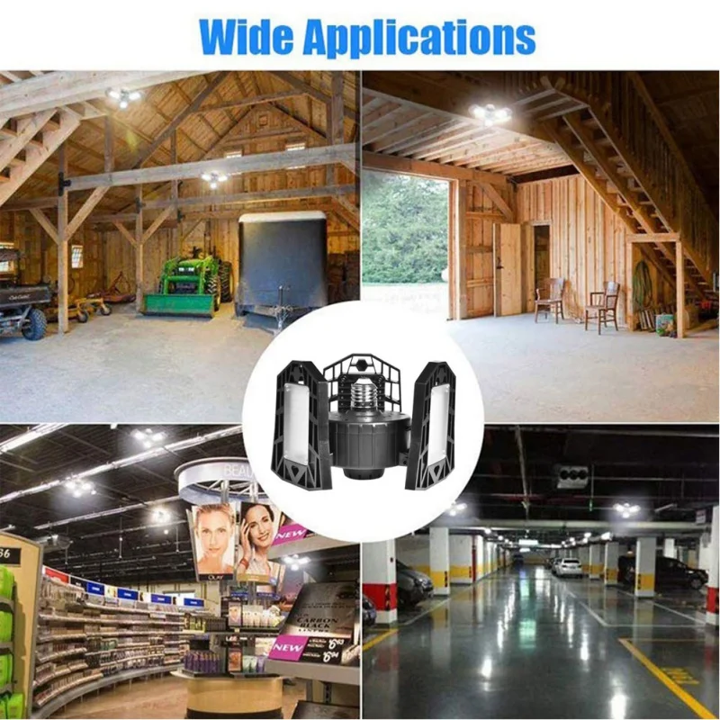 

60W LED Garage Lamp With PIR Motion Sensor LED Workshop Lights Deformed Folding Chandelier Mining Lamp Factory Lampwith 360D