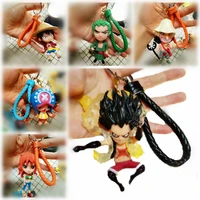 action one piece keychain 3d pvc luffy zoro sanji figure model toys bag pendant one piec anime figure key finder for fans