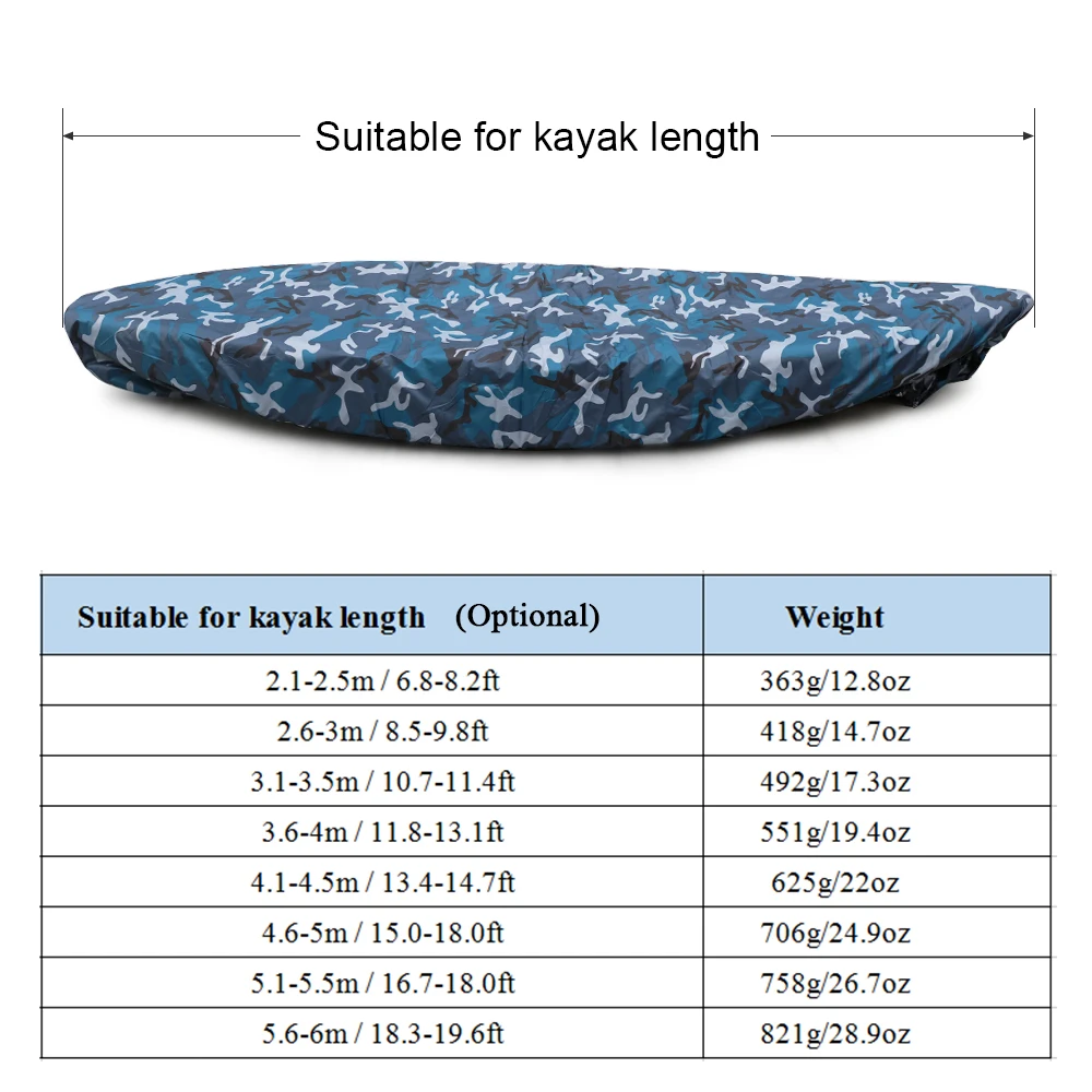 

Professional Kayak Storage Cover Camouflage Waterproof UV Resistant Cover nflatable Boat Accessories Kayak Boat Swimming Pool
