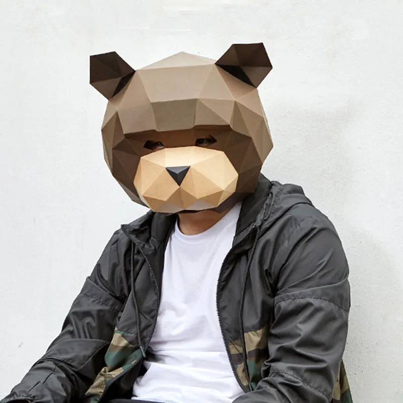 Новый DIY 3D Smile Teddy Bear бумажная маска головной убор модель карты строительные