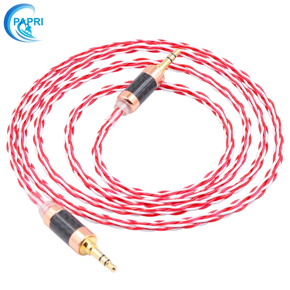 

PAPRI AUX Headphone Cable PVC 6N OCC +Silver Plated DIY Audio Cable HiFi Upgraded Wires Male To Male For Amplifier