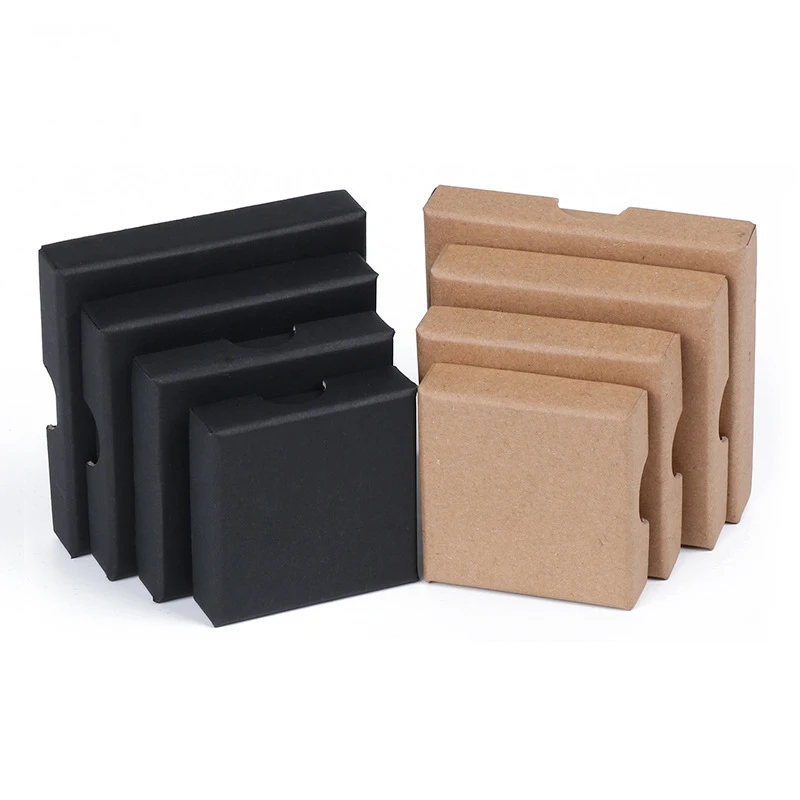 50 шт. маленькая черная коробка из крафт бумаги коричневая картонная подарочная