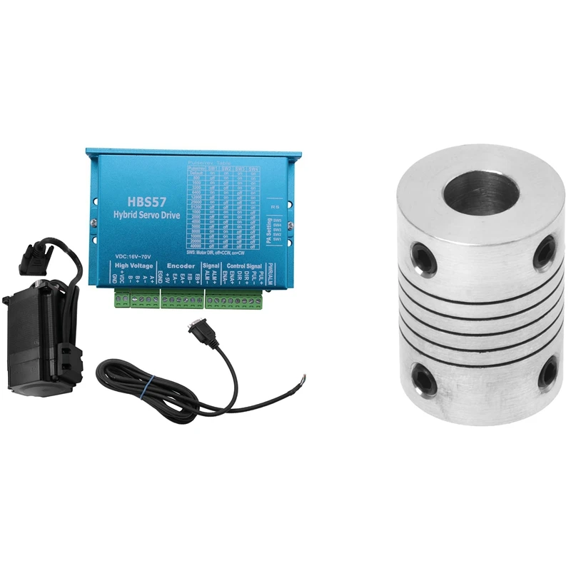 

Motor Shaft 8mm to 8mm Joint Helical Beam Coupler Coupling with 23 Stepper Motor Driver 2.2Nm Servo Motor 57HSE2.2N