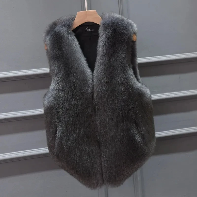 White Fur Vest Women's Short 2021 New Autumn And Winter Korean Short Imitate Fox Fur Vest Waistcoat Plush Fur Jacket