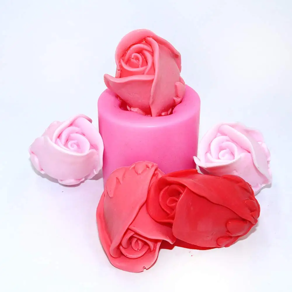 3D Свеча цветок розы формы для творчества силиконовая форма изготовления мастики