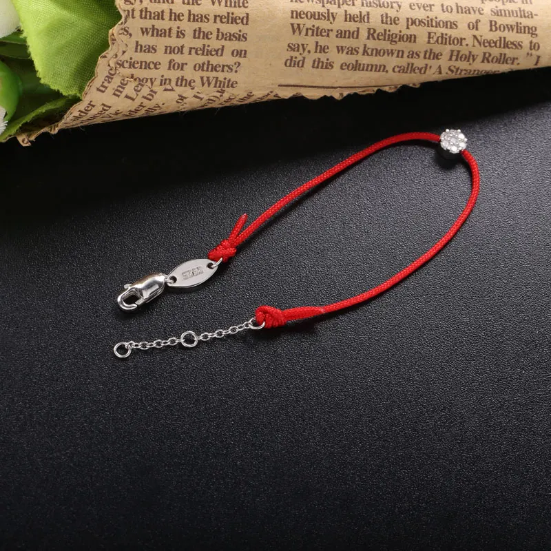 

Moonmory 925 Sterling Silver Red Thread Bracelet For Women CZ Big Crystal Stone Wrist Chain Jewelry For Children Christmas Gift