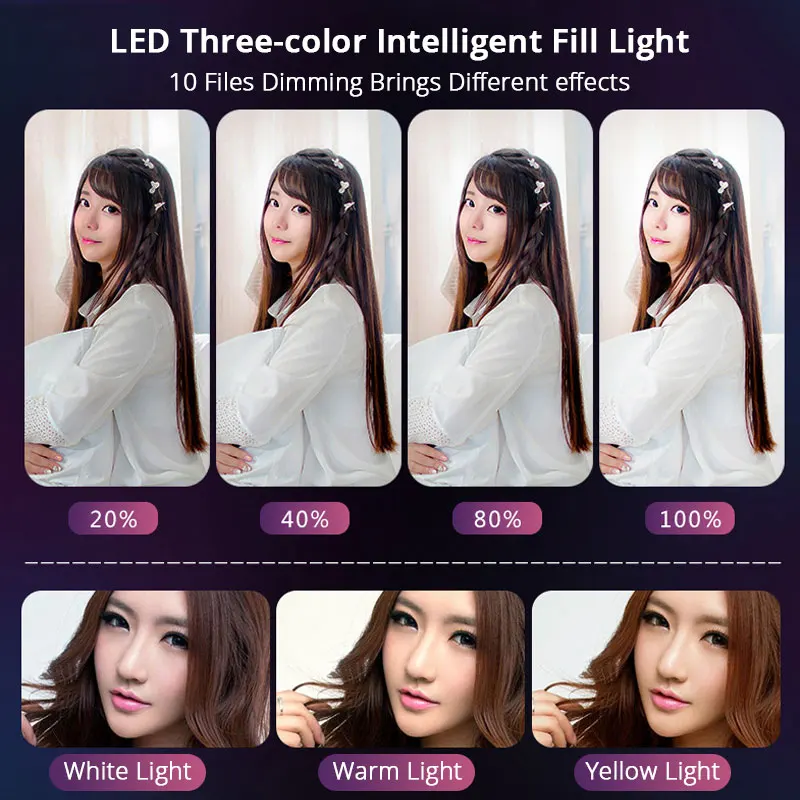

LED Selfie Ring Light With Mobile Phone Clip Holder Stand Photography Lighting For Photo Studio Live Stream Ringlights