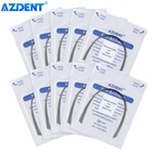 10 упаковок стоматологических ортодонтических сводов AZDENT, провода тепловой активации, Niti, круглые своды, натуральная форма, верхняя, нижняя, 10 цветов