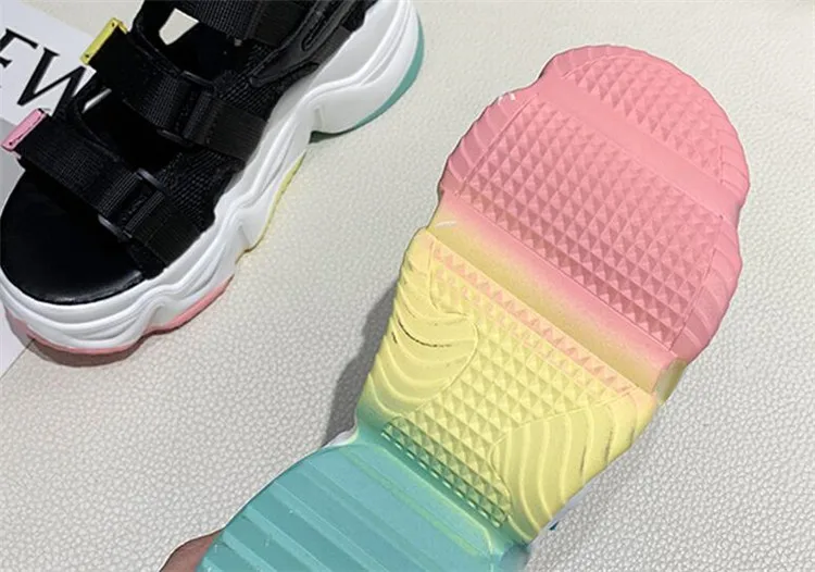 

Heel Height 7cm Fashion Shoes Waterproof Platform Sandals Fashion Rainbow Sole Sandals Dropshipping Women Summer Sandals Sandals