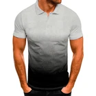Рубашка-поло мужская хлопковая, модная повседневная рубашка-поло в стиле пэчворк, с короткими рукавами, с градиентом, лето