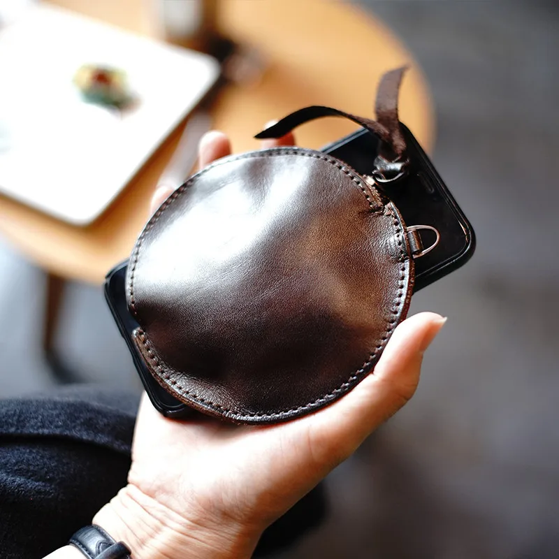 LEACOOL 100% натуральная кожа кошелек для монет Винтажный дизайн Индивидуальный