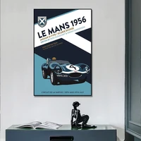 le mans 1956 car poster on canvas print nordic poster wall art picture for living noom home decoration frameless