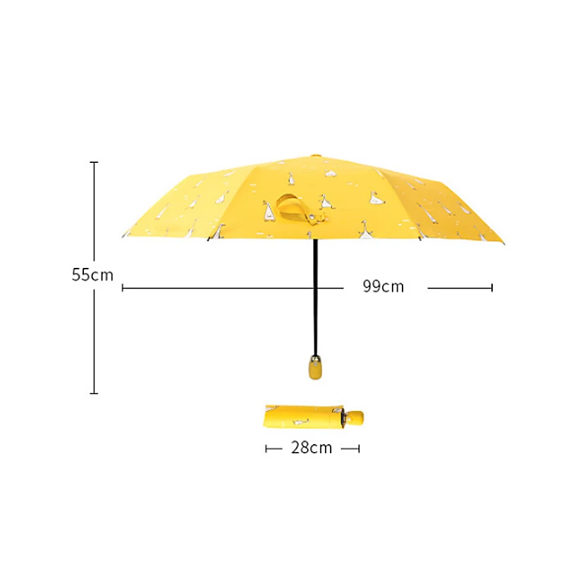 Зонт Для женщин Девушка Дизайн Автоматический зонт желтый Ветрозащитный с