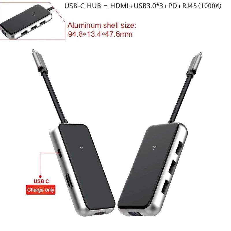 6 IN 1 USB C док-станция для ноутбука USB 3,0 HDMI RJ45 PD SD/TF USB концентратор для ноутбука Macbook Pro hp DELL поверхность lenovo samsung док-станция - Цвет: 6 IN 1