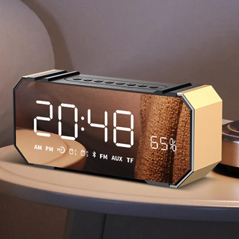 Сигнализация Colck 10 Вт Bluetooth беспроводной динамик FM радио ЖК-дисплей зеркало