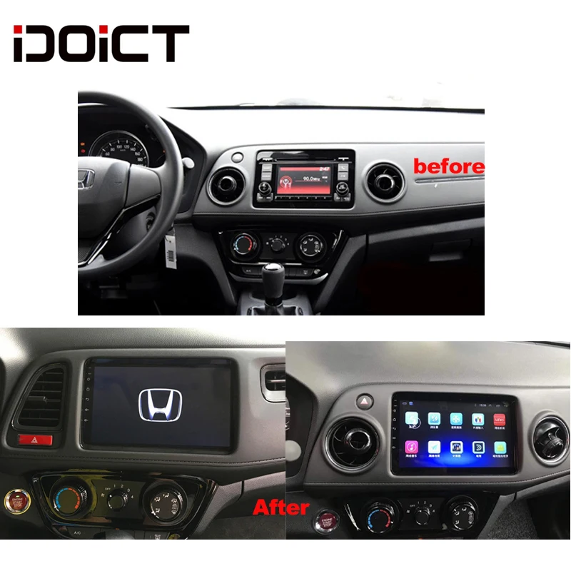 IDOICT Android 8 1 IPS 2G + 32G автомобильный DVD плеер GPS навигация Мультимедиа для Honda HR V VEZEL