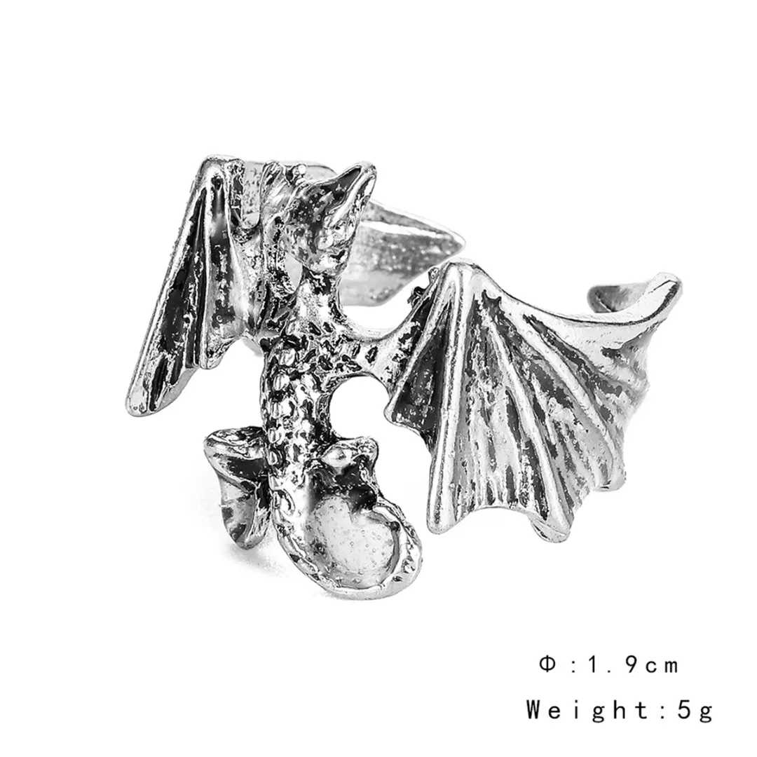 Мужское регулируемое кольцо с драконом винтажное этническое Открытое на